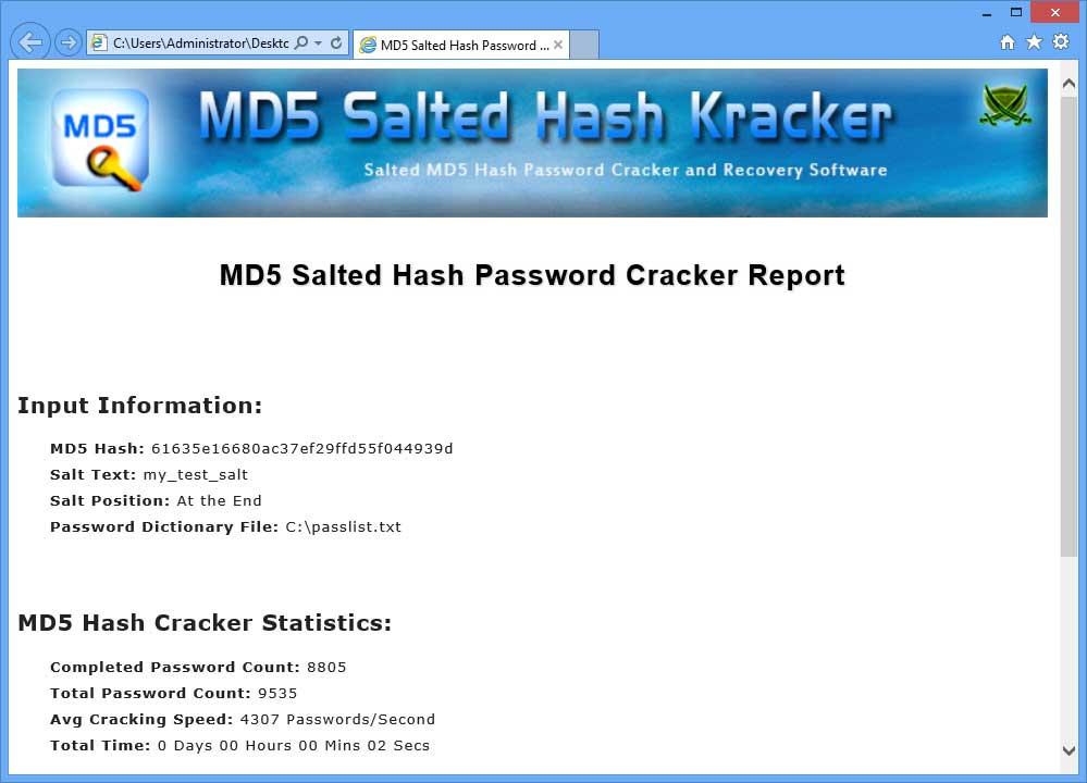 Crack md5 password hash